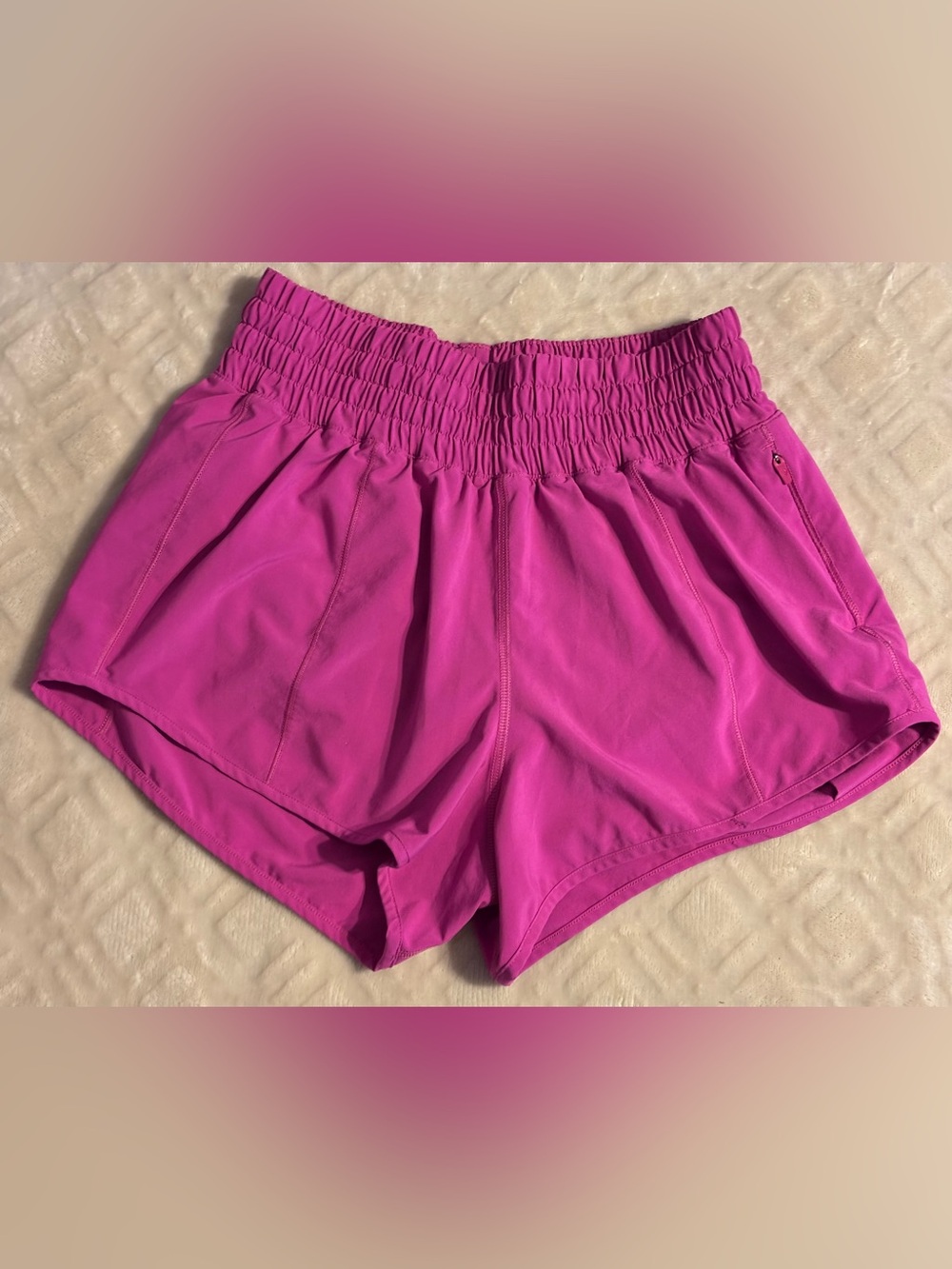 CRZ YOGA Bright Pink Smocked-Waist Athletic Shorts